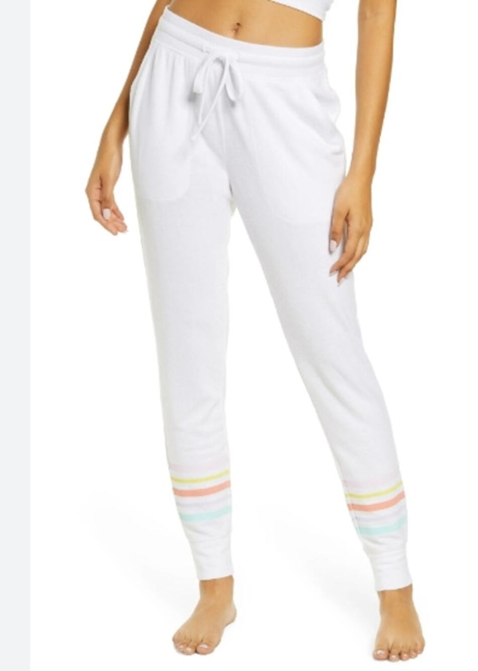 BP. Women's Loungewear Sleep Pants Size Small White Retro Stripe NWT Pockets